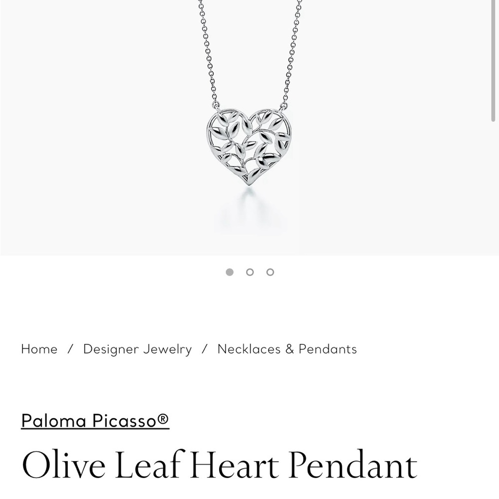 Tiffany Paloma Picasso Sterling Silver Olive Leaf Heart Pendant